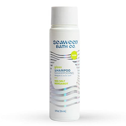 Seaweed Bath Co. Gloss Shampoo - Sea Salt Bergamot Scent, 12 oz - Sustainably Harvested Seaweed, Awapuhi & Lactic Acid for All Hair Types Avelisse
