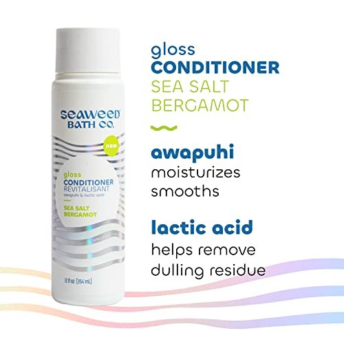 Seaweed Bath Co. Gloss Conditioner - Sea Salt Bergamot Scent, 12 oz - Sustainably Harvested Seaweed & Awapuhi for All Hair Types Avelisse