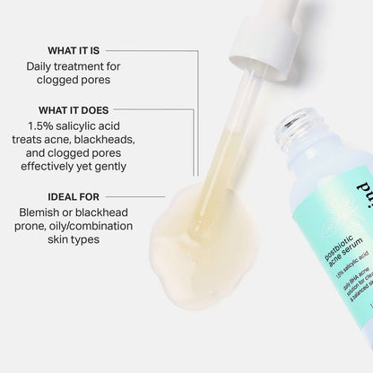 Cocokind Postbiotic Acne Serum with Salicylic Acid - BHA Liquid Exfoliant for Acne-Prone Skin, Brightening & Hydrating Face Serum, 1 Fl Oz