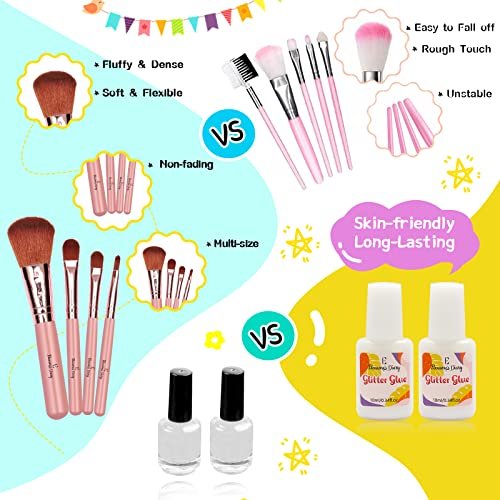 Eleanore's Diary 31 Glitter Colors Temporary Glitter Tattoo Kit for Kids – 165 Unique Stencils, Glue & Brushes – Arts & Crafts Makeup Set for Girls, Boys, Birthday Parties, Summer Festivals Avelisse