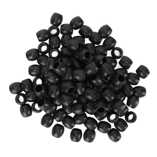 100pcs Black Plastic Beard Hair Beads for Dreadlocks, Braids & DIY Hair Decorations - Small Size Hair Cuffs for Men & Women