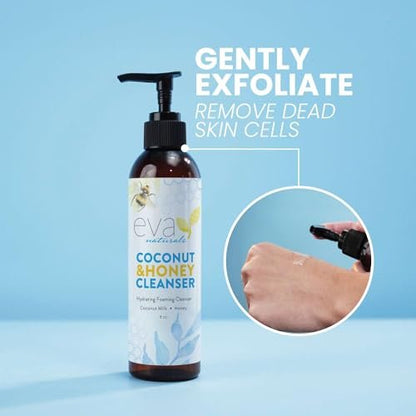 Eva Naturals Coconut & Honey Foaming Face Wash – Gentle Hydrating Facial Cleanser for Sensitive & Aging Skin, 6 Fl Oz Avelisse
