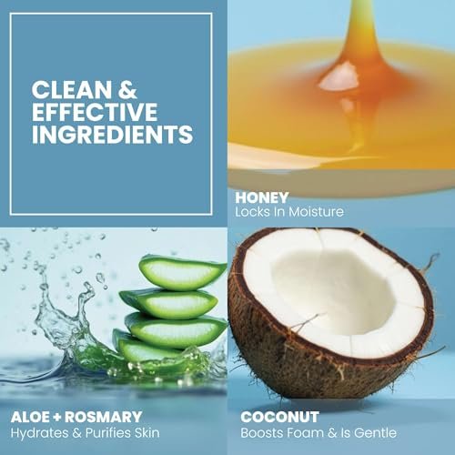 Eva Naturals Coconut & Honey Foaming Face Wash – Gentle Hydrating Facial Cleanser for Sensitive & Aging Skin, 6 Fl Oz Avelisse
