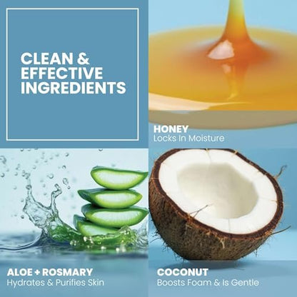 Eva Naturals Coconut & Honey Foaming Face Wash – Gentle Hydrating Facial Cleanser for Sensitive & Aging Skin, 6 Fl Oz Avelisse