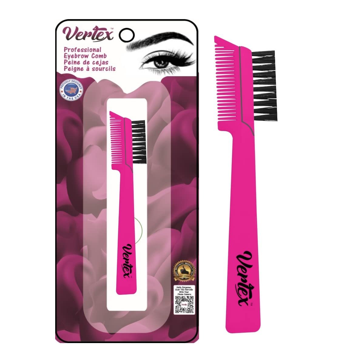 Vertex Eyebrow Brush Pencil Comb Kit - Duo Spoolie Thin Angled Real Firm Bristles for Tint, Powder, Brow Pomade, Gel - Makeup Combing & Shaping Eyelashes - görsel 1