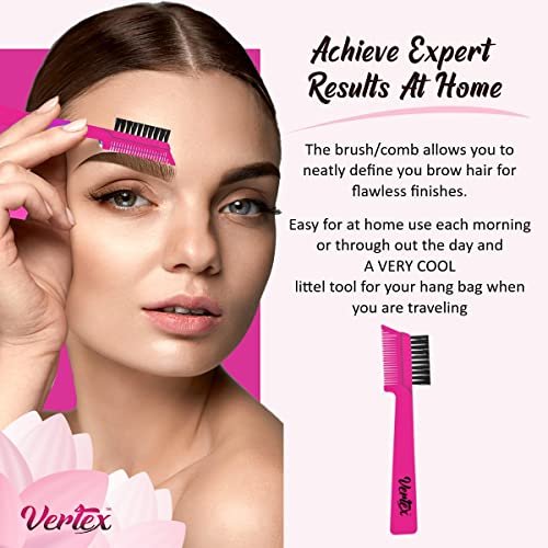 Vertex Eyebrow Brush Pencil Comb Kit - Duo Spoolie Thin Angled Real Firm Bristles for Tint, Powder, Brow Pomade, Gel - Makeup Combing & Shaping Eyelashes - görsel 4