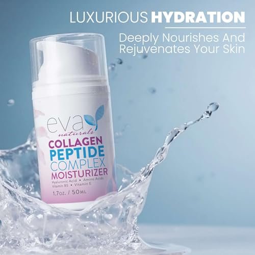 Eva Naturals Collagen Peptide Complex Moisturizer – Face Cream with Multi-Peptides, Hyaluronic Acid, Amino Acids, Vitamin B5 and E – Rich Night Lotion for Youthful Glow and Fine Line Care – 1.7 Fl Oz Avelisse
