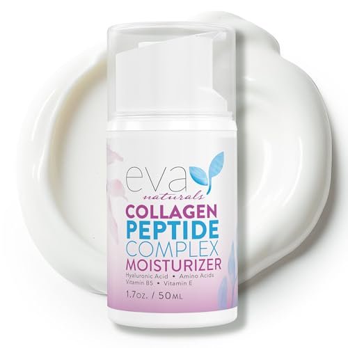 Eva Naturals Collagen Peptide Complex Moisturizer – Face Cream with Multi-Peptides, Hyaluronic Acid, Amino Acids, Vitamin B5 and E – Rich Night Lotion for Youthful Glow and Fine Line Care – 1.7 Fl Oz Avelisse