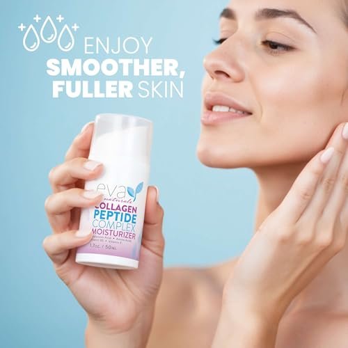 Eva Naturals Collagen Peptide Complex Moisturizer – Face Cream with Multi-Peptides, Hyaluronic Acid, Amino Acids, Vitamin B5 and E – Rich Night Lotion for Youthful Glow and Fine Line Care – 1.7 Fl Oz Avelisse