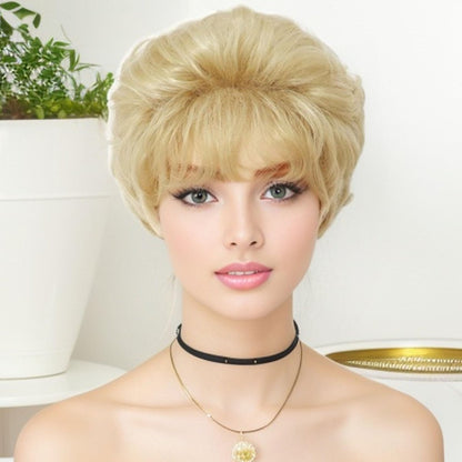 GNIMEGIL Short Curly Wig for Elderly Women - Light Blonde Synthetic Hair Wig Avelisse