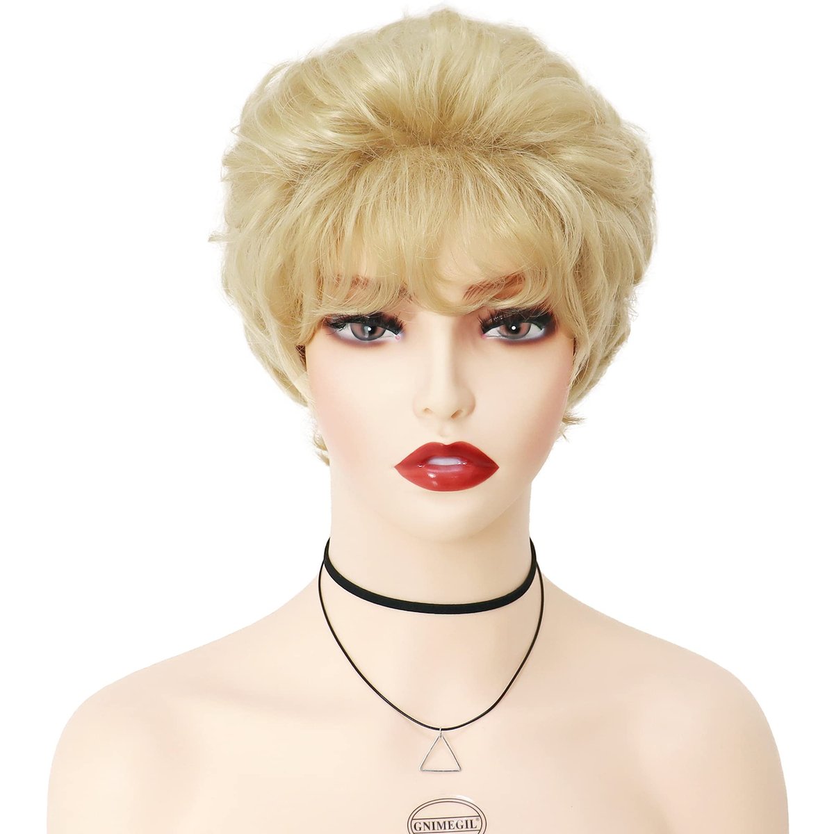 GNIMEGIL Short Curly Wig for Elderly Women - Light Blonde Synthetic Hair Wig Avelisse