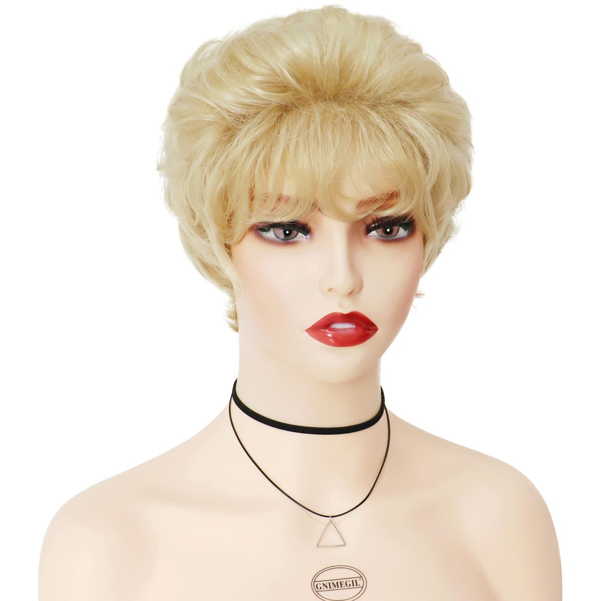 GNIMEGIL Short Curly Wig for Elderly Women - Light Blonde Synthetic Hair Wig Avelisse