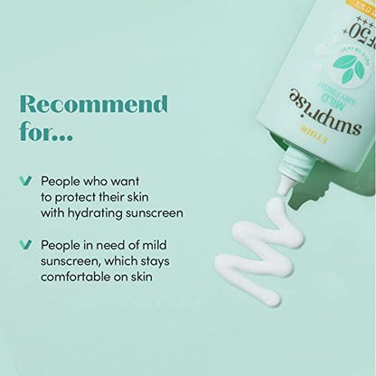 ETUDE Sunprise Mild Weightless Watery Light Texture SPF50+ PA+++ 1.7 fl. Oz (50ml) - Light Moisturizing Sunblock for Sensitive Skin | Korean Skin Care Avelisse