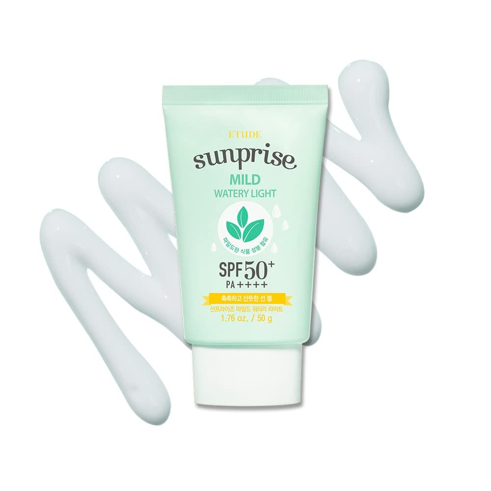 ETUDE Sunprise Mild Weightless Watery Light Texture SPF50+ PA+++ 1.7 fl. Oz (50ml) - Light Moisturizing Sunblock for Sensitive Skin | Korean Skin Care Avelisse