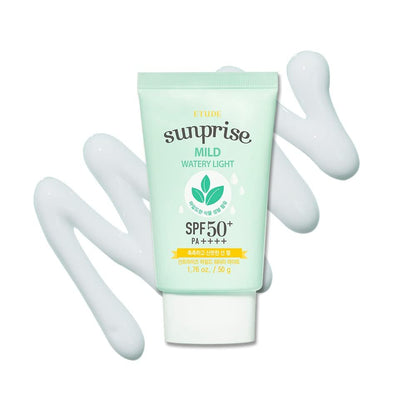 ETUDE Sunprise Mild Weightless Watery Light Texture SPF50+ PA+++ 1.7 fl. Oz (50ml) - Light Moisturizing Sunblock for Sensitive Skin | Korean Skin Care Avelisse