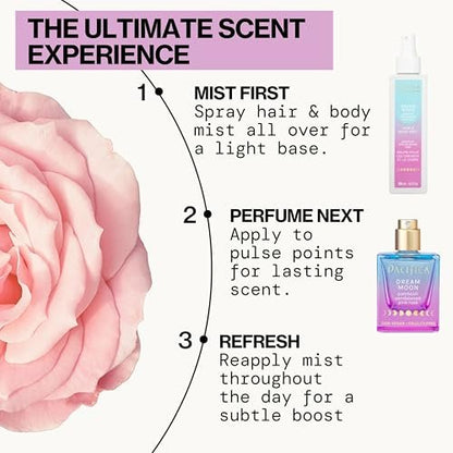 Pacifica Dream Moon Women's Spray Perfume 1 fl oz – Long-Lasting Floral Woody Fragrance for Her - Rose, Patchouli, Sandalwood – 100% Vegan, Cruelty-Free, Phthalate-Free