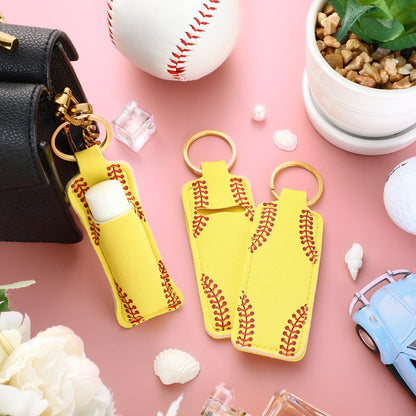 Saintrygo 20 Pieces Softball Cosmetic Bag Set - Portable Neoprene Makeup Bags with Keychain for Women, Girls, Team Players (Yellow)