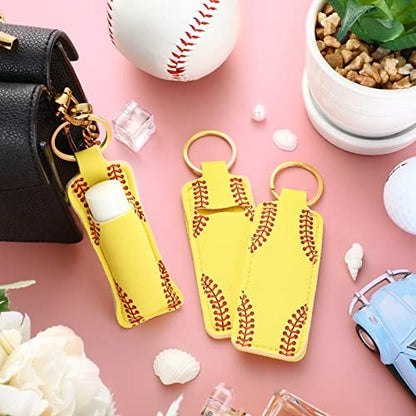 Saintrygo 20 Pieces Softball Cosmetic Bag Set - Portable Neoprene Makeup Bags with Keychain for Women, Girls, Team Players (Yellow)