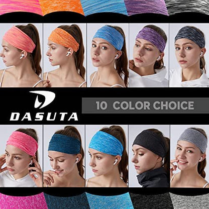 DASUTA Workout Headbands for Women - Non Slip Sport Hair Bands, Moisture Wicking Sweatbands for Yoga, Fitness, Travel, Athletic (Style 1-10 Color)