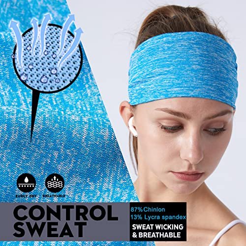 DASUTA Workout Headbands for Women - Non Slip Sport Hair Bands, Moisture Wicking Sweatbands for Yoga, Fitness, Travel, Athletic (Style 1-10 Color) - görsel 6