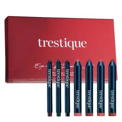 Trestique Mini Eye Makeup and Lip Makeup Set - Green, Emerald, Pink, Rose, Purple