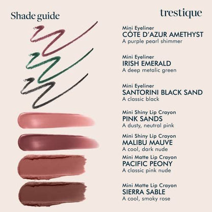 Trestique Mini Eye Makeup and Lip Makeup Set - Green, Emerald, Pink, Rose, Purple