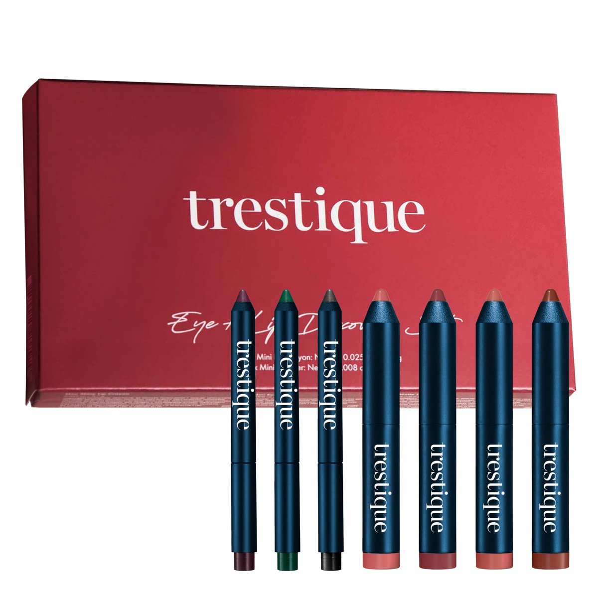 Trestique Mini Eye Makeup and Lip Makeup Set - Green, Emerald, Pink, Rose, Purple - görsel 1