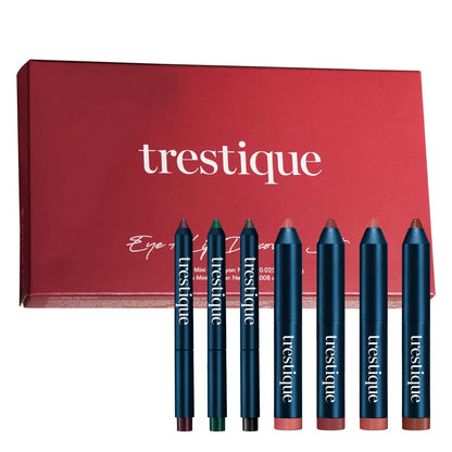 Trestique Mini Eye Makeup and Lip Makeup Set - Green, Emerald, Pink, Rose, Purple