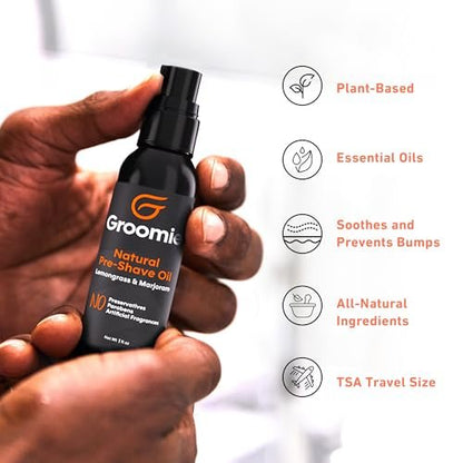GROOMIE Natural Pre-Shave Oil for Bald Heads | Plant-Based with Milk Thistle & Vitamin E | Smooth Close Shave for Men & Women - 1 oz Avelisse