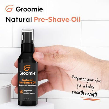 GROOMIE Natural Pre-Shave Oil for Bald Heads | Plant-Based with Milk Thistle & Vitamin E | Smooth Close Shave for Men & Women - 1 oz Avelisse