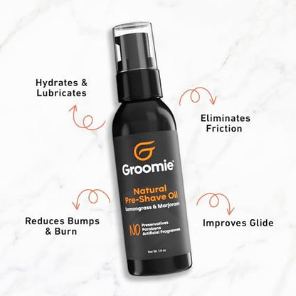 GROOMIE Natural Pre-Shave Oil for Bald Heads | Plant-Based with Milk Thistle & Vitamin E | Smooth Close Shave for Men & Women - 1 oz Avelisse