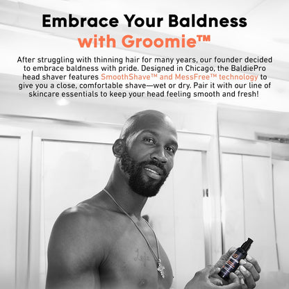 GROOMIE Natural Pre-Shave Oil for Bald Heads | Plant-Based with Milk Thistle & Vitamin E | Smooth Close Shave for Men & Women - 1 oz Avelisse