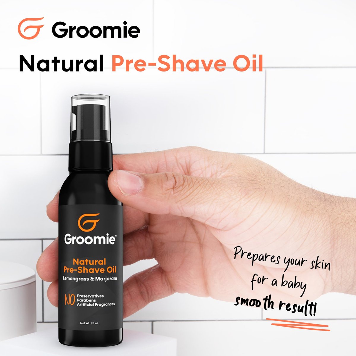 GROOMIE Natural Pre-Shave Oil for Bald Heads | Plant-Based with Milk Thistle & Vitamin E | Smooth Close Shave for Men & Women - 1 oz Avelisse