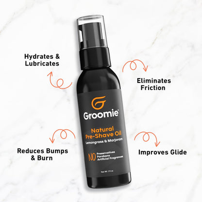 GROOMIE Natural Pre-Shave Oil for Bald Heads | Plant-Based with Milk Thistle & Vitamin E | Smooth Close Shave for Men & Women - 1 oz Avelisse
