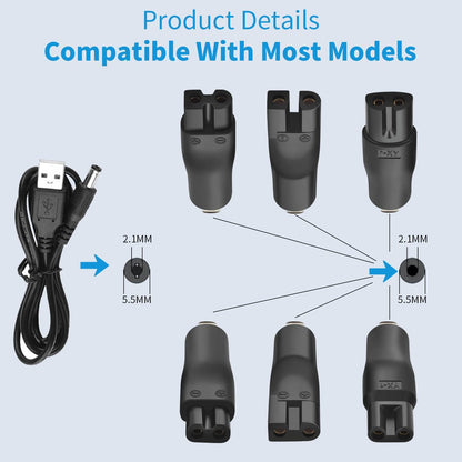 Czepa Power 5V USB Charger Cord Replacement for Philips Norelco Shavers, Electric Razors, SURKER Clippers, and HQ8505 Adapter Compatible Devices