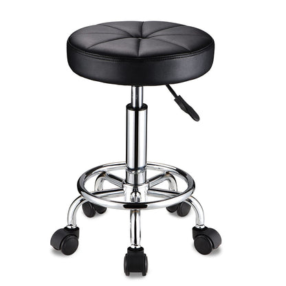 HMTOT Round Rolling Stool with Wheels - Height Adjustable Swivel Stool Chair for Spa, Salon, Massage - Black Avelisse