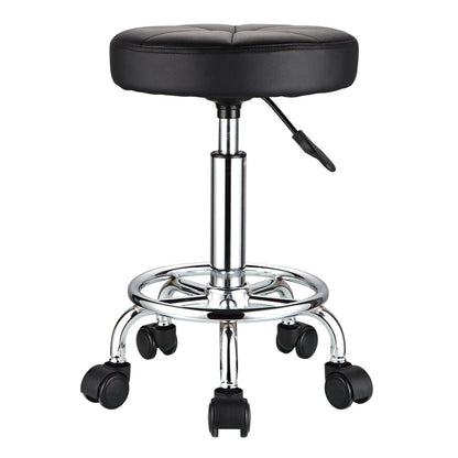 HMTOT Round Rolling Stool with Wheels - Height Adjustable Swivel Stool Chair for Spa, Salon, Massage - Black Avelisse