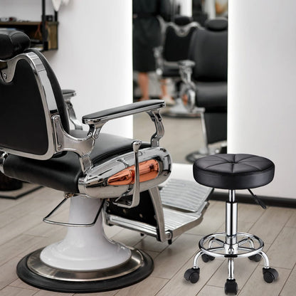 HMTOT Round Rolling Stool with Wheels - Height Adjustable Swivel Stool Chair for Spa, Salon, Massage - Black Avelisse