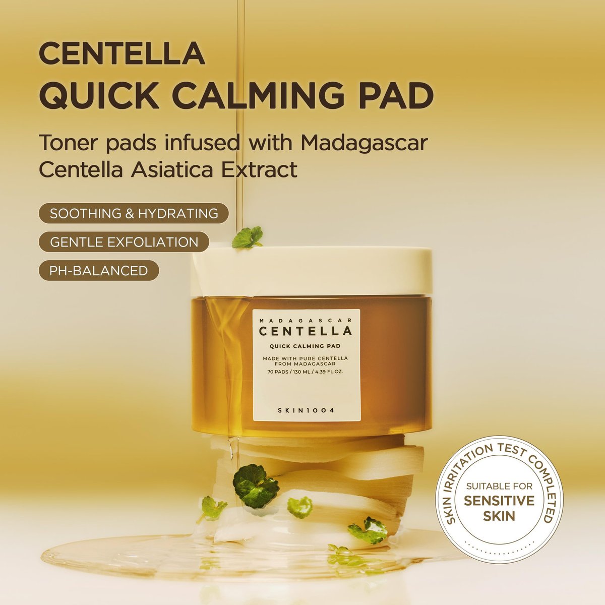 SKIN1004 Centella Quick Calming Pad - 70 Pads Korean Face Toner Pads with Madagascar Centella Asiatica & Hyaluronic Acid, Hydrating & Soothing Facial Pads for Gentle Exfoliation - görsel 3