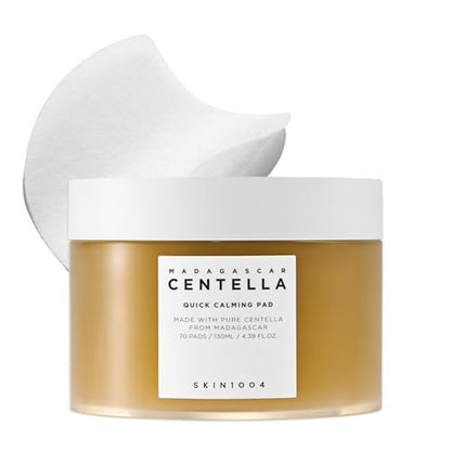 SKIN1004 Centella Quick Calming Pad - 70 Pads Korean Face Toner Pads with Madagascar Centella Asiatica & Hyaluronic Acid, Hydrating & Soothing Facial Pads for Gentle Exfoliation