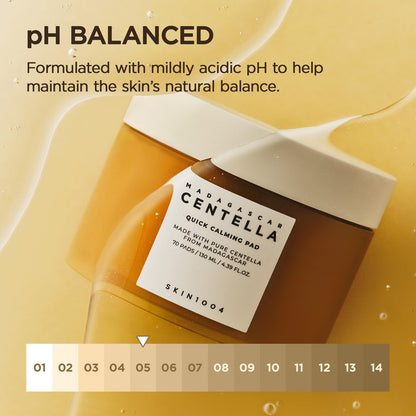 SKIN1004 Centella Quick Calming Pad - 70 Pads Korean Face Toner Pads with Madagascar Centella Asiatica & Hyaluronic Acid, Hydrating & Soothing Facial Pads for Gentle Exfoliation