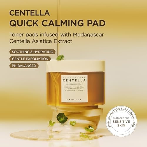 SKIN1004 Centella Quick Calming Pad - 70 Pads Korean Face Toner Pads with Madagascar Centella Asiatica & Hyaluronic Acid, Hydrating & Soothing Facial Pads for Gentle Exfoliation - görsel 4