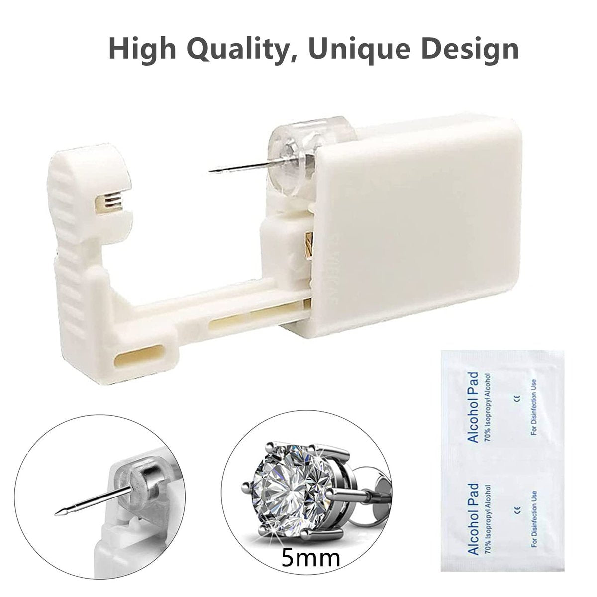 HYJLPAF Ear Piercing Kit - 4 Pack Disposable Self Piercing Gun with 5mm Silver Earring Studs (Stainless Steel) - görsel 3