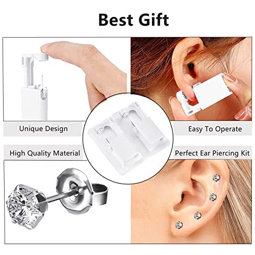 HYJLPAF Ear Piercing Kit - 4 Pack Disposable Self Piercing Gun with 5mm Silver Earring Studs (Stainless Steel) - görsel 8