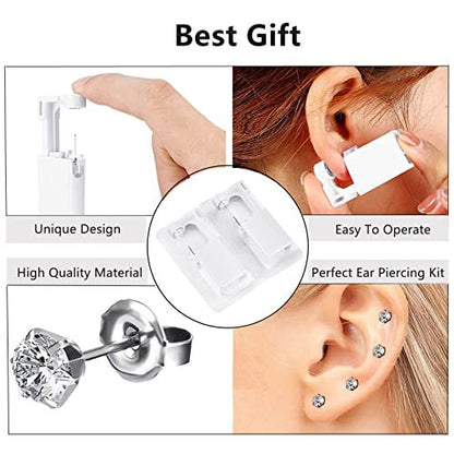 HYJLPAF Ear Piercing Kit - 4 Pack Disposable Self Piercing Gun with 5mm Silver Earring Studs (Stainless Steel)