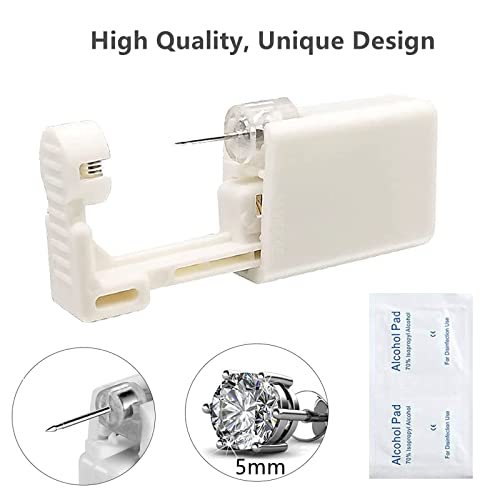 HYJLPAF Ear Piercing Kit - 4 Pack Disposable Self Piercing Gun with 5mm Silver Earring Studs (Stainless Steel) - görsel 4