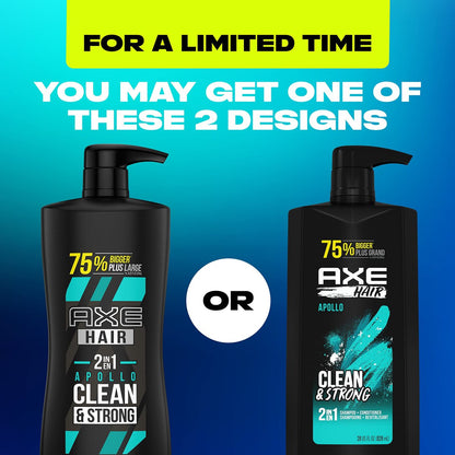 AXE Apollo Wash & Care 2-in-1 Shampoo & Conditioner, Sage & Cedarwood, 28 oz (Pack of 4) for Clean & Strong Hair Avelisse