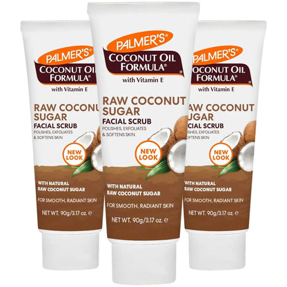 Palmer's Coconut Oil Formula Coconut Sugar Facial Scrub Exfoliator – Gently Exfoliate & Calm Skin, 3.17 oz (Pack of 3) Avelisse