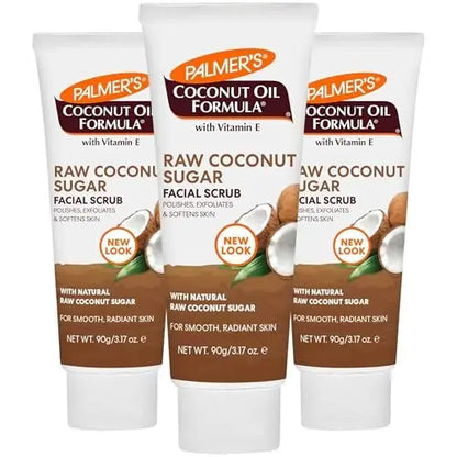 Palmer's Coconut Oil Formula Coconut Sugar Facial Scrub Exfoliator – Gently Exfoliate & Calm Skin, 3.17 oz (Pack of 3) Avelisse