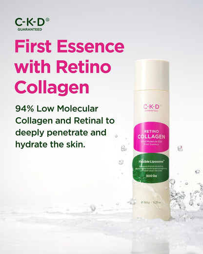 CKD Retino Collagen First Essence - Daily Face Deep Hydration Essence for Firming, Exfoliation, and Smoother Skin Texture. Collagen Boosting and Youthful Skin. Korean Skin Care. 5.07 fl oz